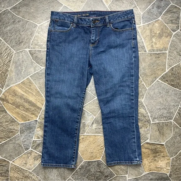 Talbots Signature Crop Flare Petite Jean Capris - Picture 2 of 14